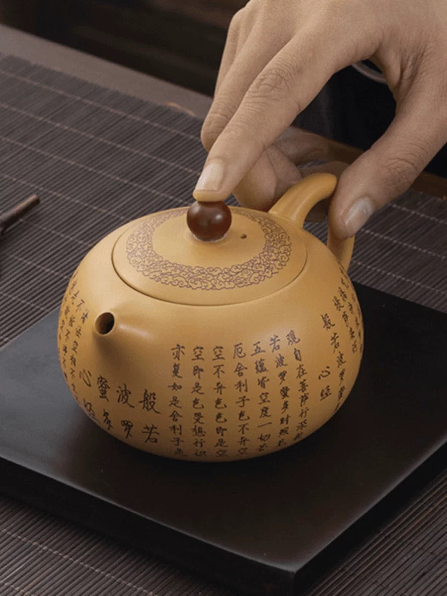 Buddhist Texts hand-painted Teapot