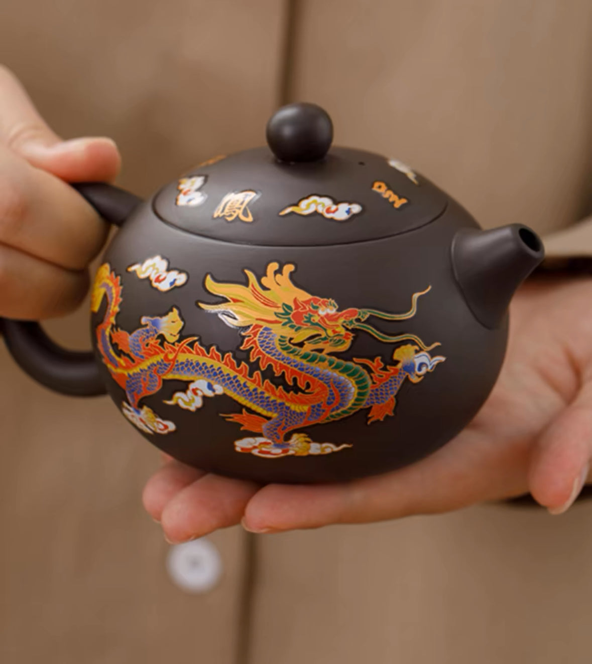 Hand-painted Colorful Dragon Teapot