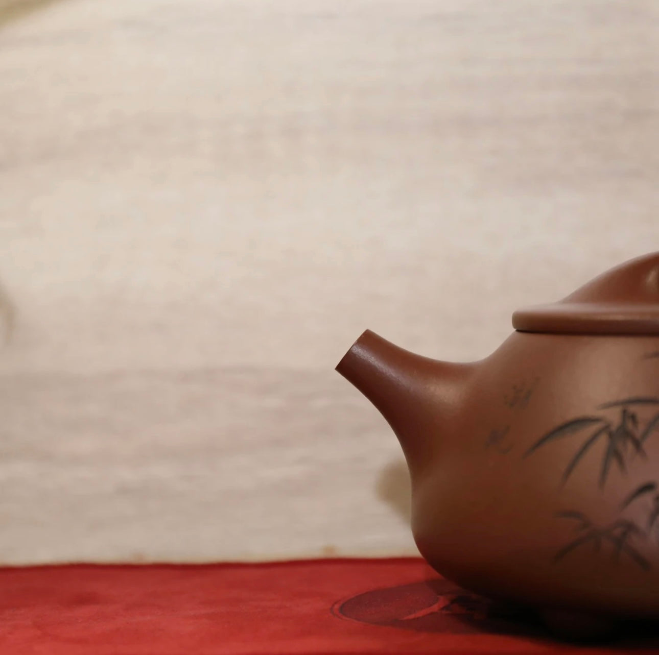 bamboo leaf Purple clay teapot