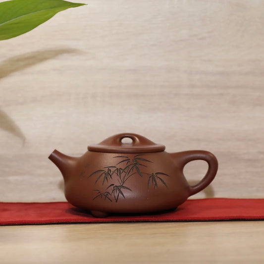 bamboo leaf Purple clay teapot